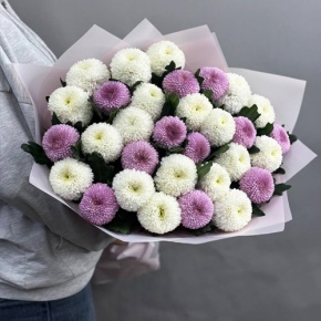 Букет из 31 хризантемы Момоко микс в Бронницах