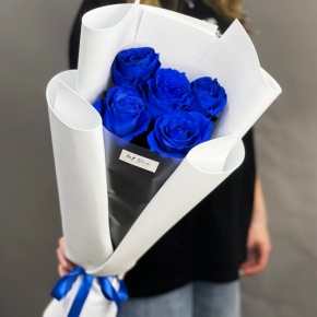 Букет из 5 синих роз Эквадор в Бронницах