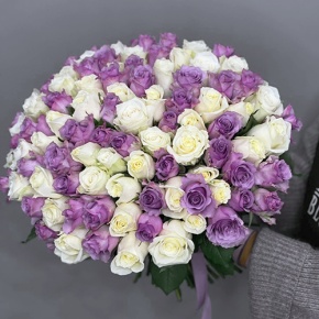 Букет "Фиолетовый микс" из 101 розы (40 см) в Бронницах