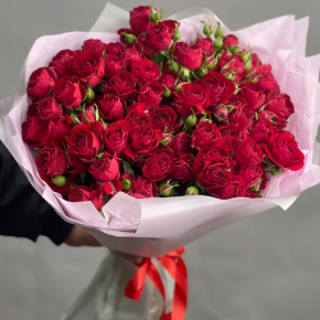 Букет из 17 красных кустовых пионовидных роз (50 см) в Бронницах