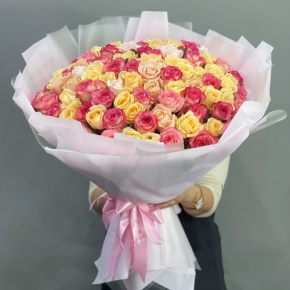 Букет из 101 розы  микс (70 см) в Бронницах
