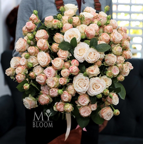 Букет 51 пионовидная роза Бомбастик (60 см) в Бронницах